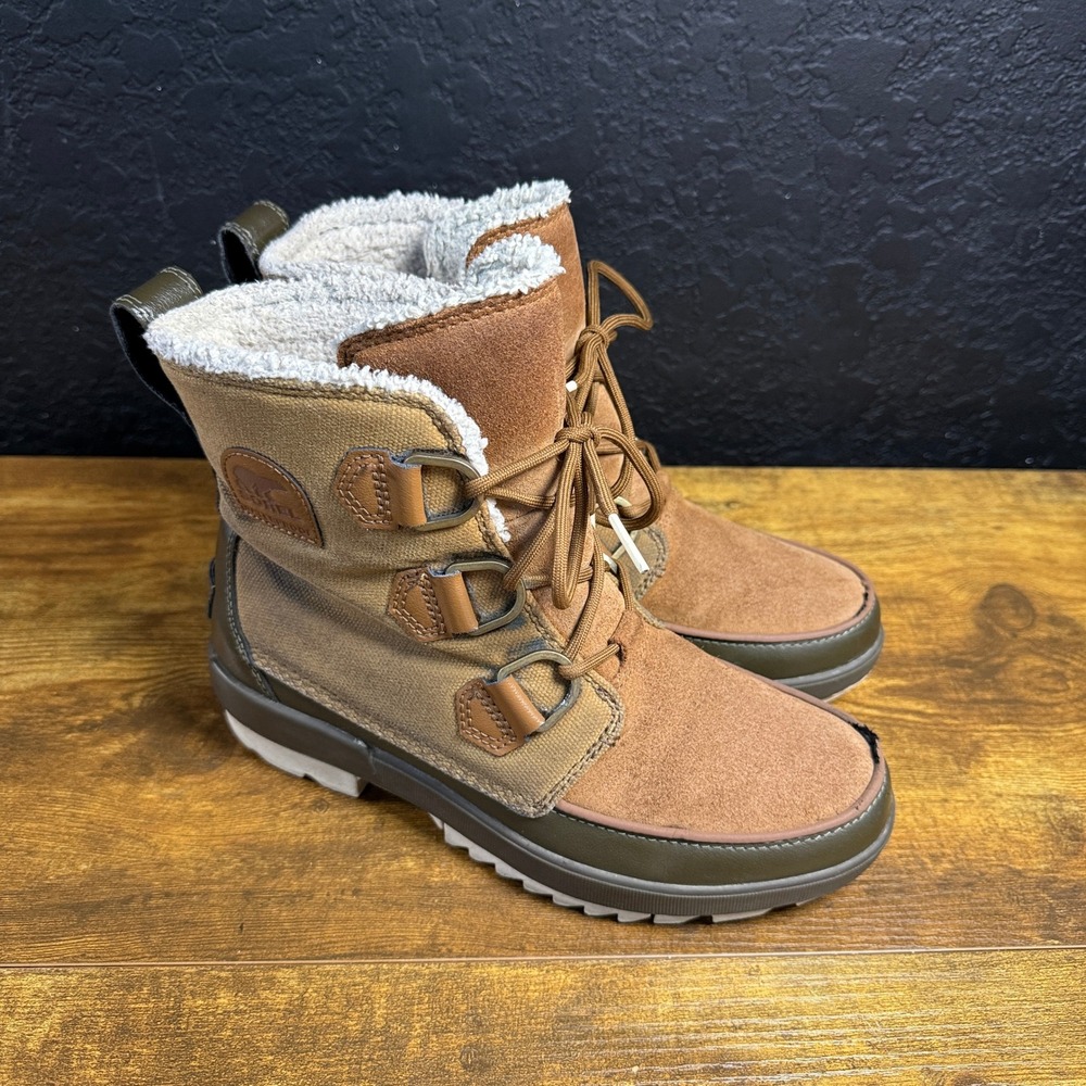 Sorel Tivoli IV NL4469-242 Brown Suede Canvas Winter Boots Womens 8
